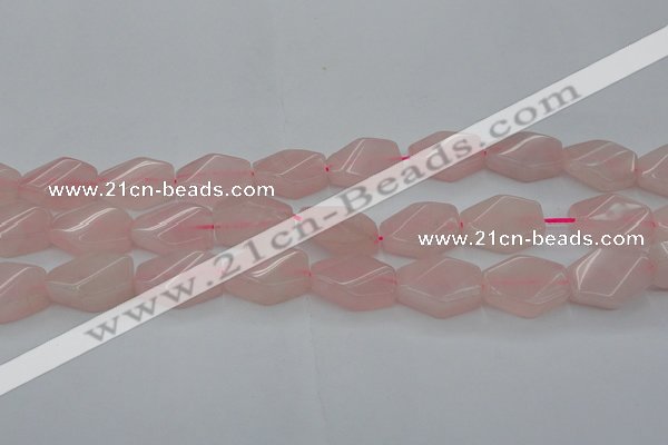 CRQ653 15.5 inches 15*20mm twisted hexagon rose quartz beads