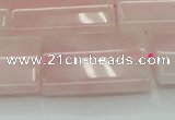 CRQ655 15.5 inches 22*30mm flat tube rose quartz beads