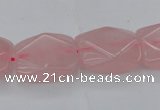 CRQ657 15.5 inches 15*20mm faceted rectangle rose quartz beads