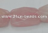 CRQ658 15.5 inches 22*30mm faceted rectangle rose quartz beads