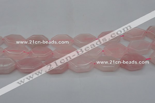 CRQ660 15.5 inches 22*30mm hexagon rose quartz beads