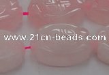 CRQ665 15.5 inches 18*25mm carved oval rose quartz beads