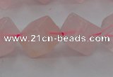 CRQ694 15.5 inches 10*10mm cube rose quartz beads wholesale