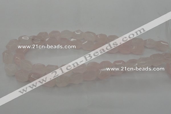 CRQ701 15.5 inches 10*14mm - 12*16mm faceted nuggets rose quartz beads