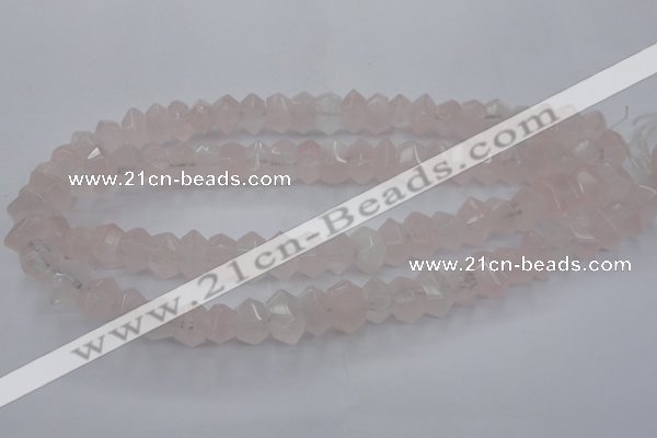 CRQ703 15.5 inches 8*12mm - 10*14mm faceted nuggets rose quartz beads