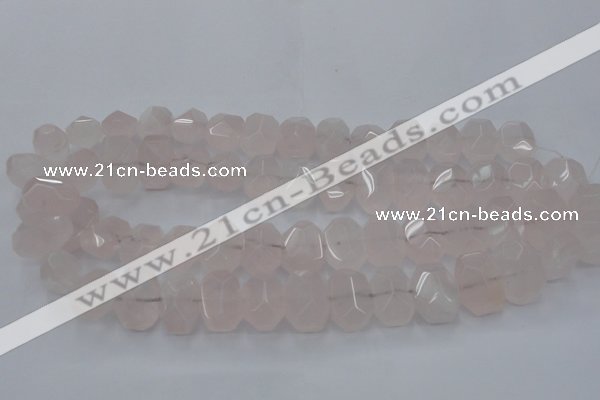 CRQ704 15.5 inches 13*18mm - 15*20mm faceted nuggets rose quartz beads