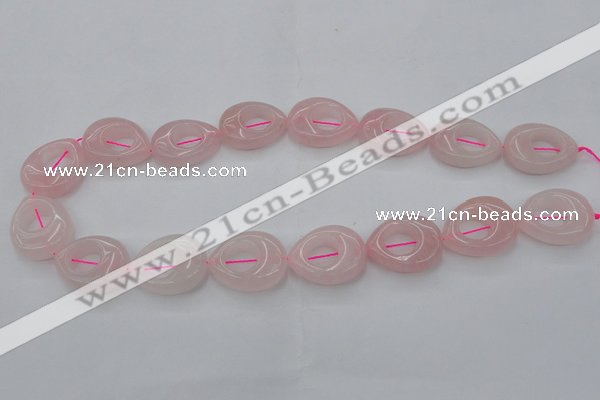 CRQ708 15.5 inches 20*25mm flat teardrop rose quartz beads