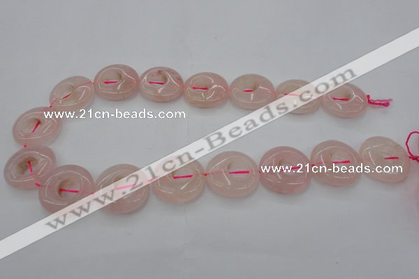 CRQ710 15.5 inches 25mm flat round rose quartz beads