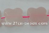 CRQ714 15.5 inches 20*20mm carved flower rose quartz beads