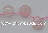 CRQ718 Top drilled 13*18mm flat teardrop rose quartz beads