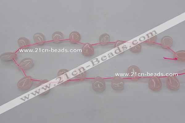 CRQ719 Top drilled 15*20mm flat teardrop rose quartz beads