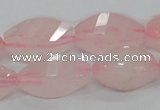 CRQ72 15.5 inches 12*24mm twisted rice natural rose quartz beads