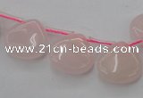 CRQ721 Top drilled 15*15mm flat teardrop rose quartz beads