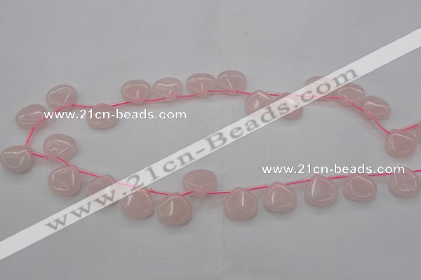 CRQ721 Top drilled 15*15mm flat teardrop rose quartz beads