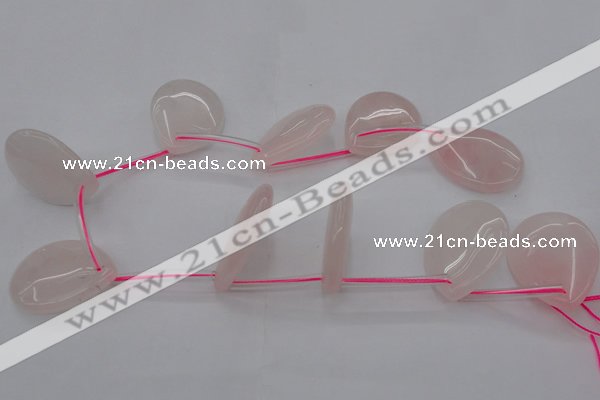 CRQ730 Top drilled 30*40mm flat teardrop rose quartz beads