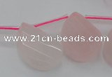 CRQ735 18*25mm faceted & twisted flat teardrop rose quartz beads