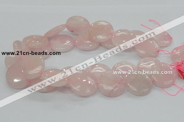 CRQ74 15.5 inches 30mm flat round natural rose quartz beads