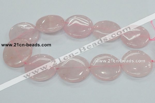 CRQ75 15.5 inches 40mm flat round natural rose quartz beads