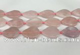 CRQ756 15.5 inches 25*35mm flat teardrop rose quartz beads