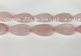 CRQ757 15.5 inches 25*40mm flat teardrop rose quartz beads