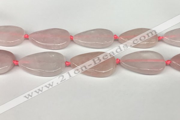 CRQ757 15.5 inches 25*40mm flat teardrop rose quartz beads