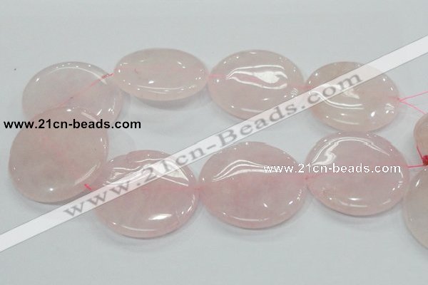 CRQ76 15.5 inches 50mm flat round natural rose quartz beads