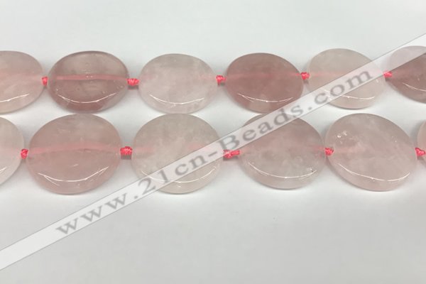 CRQ762 15.5 inches 35mm flat round rose quartz beads