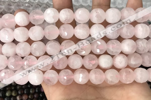 CRQ771 15.5 inches 10mm faceted round rose quartz beads