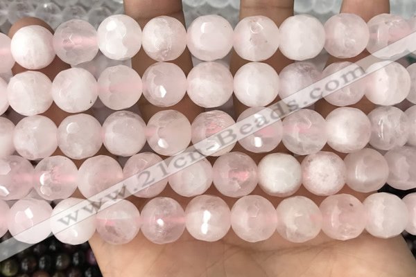 CRQ772 15.5 inches 12mm faceted round rose quartz beads