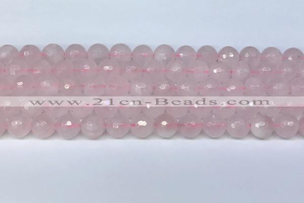 CRQ798 15.5 inches 10mm faceted round rose quartz gemstone beads