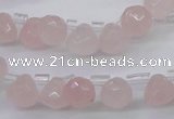 CRQ800 Top drilled 7*7mm faceted teardrop rose quartz beads