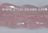 CRQ810 15.5 inches 12*25mm faceted teardrop rose quartz beads