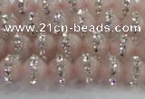 CRQ820 15.5 inches 6mm round rose quartz with rhinestone beads