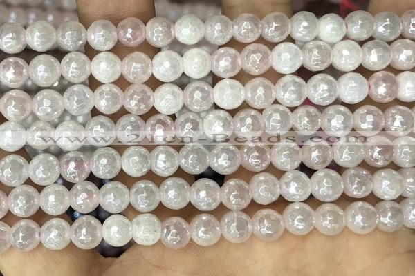 CRQ860 15 inches 6mm faceted round AB-color rose quartz beads