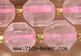 CRQ870 15 inches 9*10mm faceted rose quartz beads wholesale