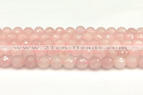 CRQ876 15 inches 8mm faceted round rose quartz beads