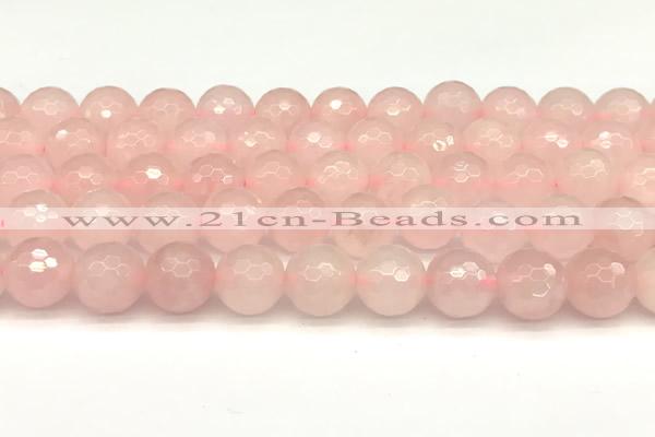 CRQ878 15 inches 12mm faceted round rose quartz beads