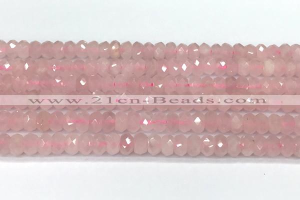 CRQ880 15 inches 5*8mm faceted rondelle rose quartz beads