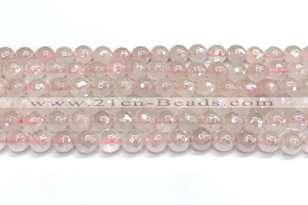 CRQ911 15 inches 8mm faceted round AB-color rose quartz beads