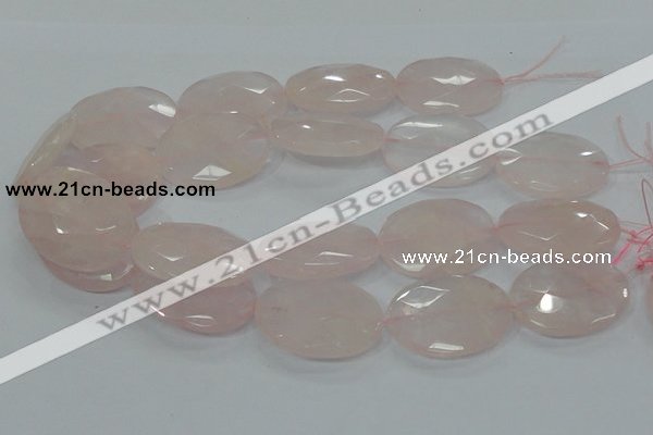 CRQ95 15.5 inches 30*40mm faceted oval natural rose quartz beads