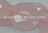 CRQ98 15.5 inches 35mm faceted flat round natural rose quartz beads