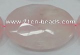 CRQ99 15.5 inches 50mm faceted flat round natural rose quartz beads