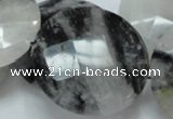 CRU07 15.5 inches 40mm faceted flat round black rutilated quartz beads