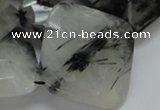 CRU10 15.5 inches 30*30mm faceted diamond black rutilated quartz beads