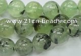 CRU101 15.5 inches 12mm round green rutilated quartz beads wholesale