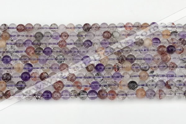 CRU1017 15.5 inches 4mm round mixed rutilated quartz beads