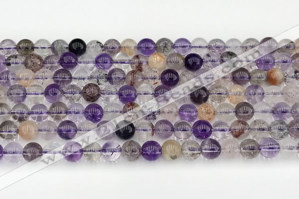 CRU1018 15.5 inches 6mm round mixed rutilated quartz beads