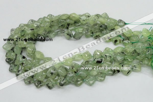 CRU103 15.5 inches 12*12mm diamond green rutilated quartz beads