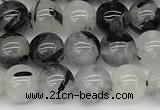 CRU1037 15 inches 6mm round black rutilated quartz beads