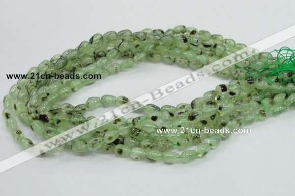 CRU104 15.5 inches 7*10mm teardrop green rutilated quartz beads